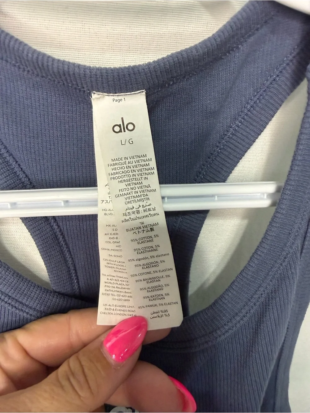 Alo Aspire Ribbed Cropped Tank - Size. Large